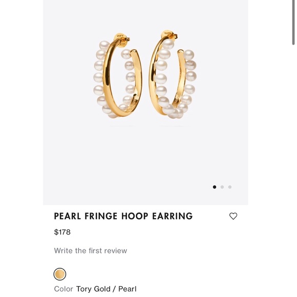 Tory Burch Jewelry - PEARL FRINGE HOOP EARRING